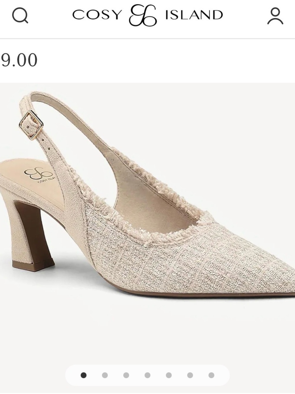 NIB Cosy Island TweedChloe Pointed Toe Block Heeled Slingback sz 8.5